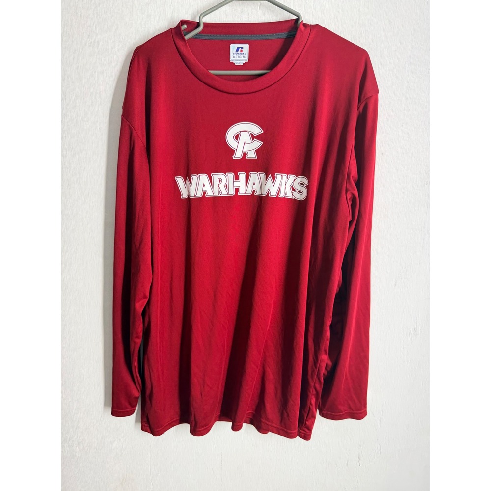 Russell Athletic Warhawks Mens XL Red Long Sleeve Performance Shirt 631X2M1